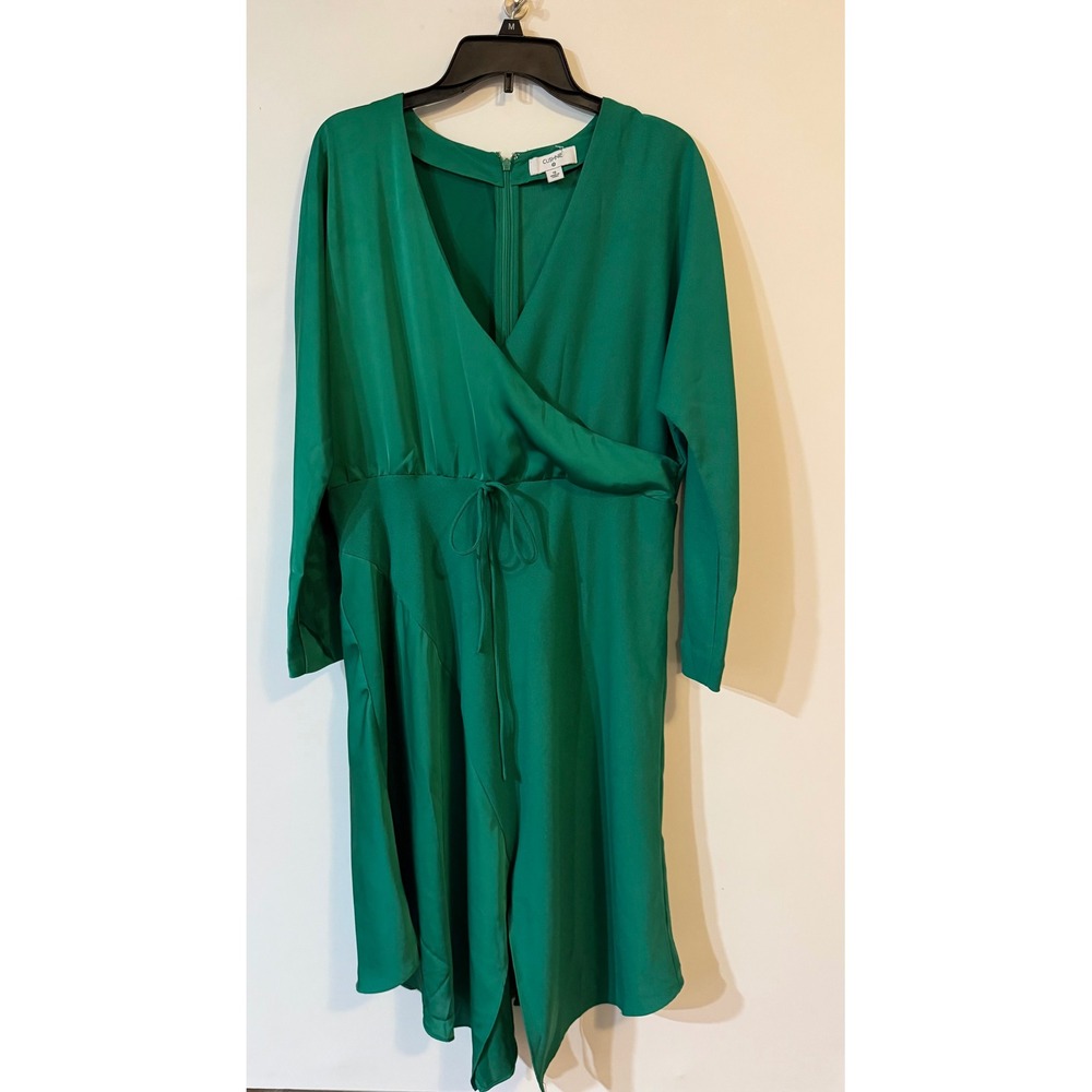Cushnie for Target Emerald Green Long Sleeve Wrap Midi Dress Size 16